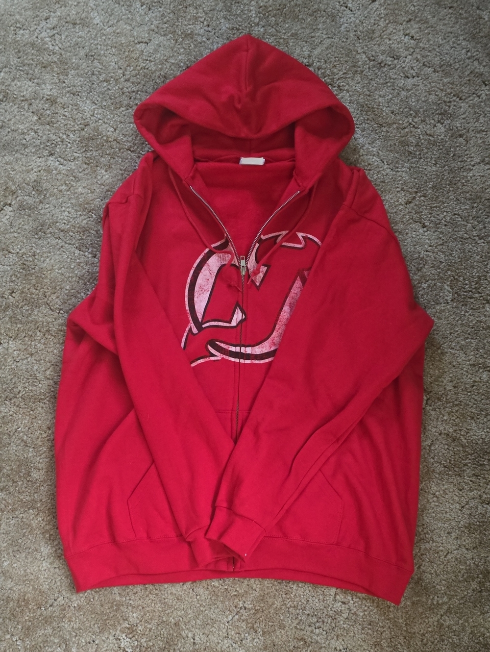 Majestic Red Men's New Jersey Devils Zip-Up Hoodie with Front Graphic